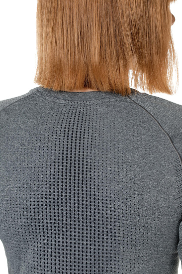 Футболка женская Odlo Suw Top Crew Neck L/S Perfomance Warm Серый Меланж/Черный - Фото 9 большая