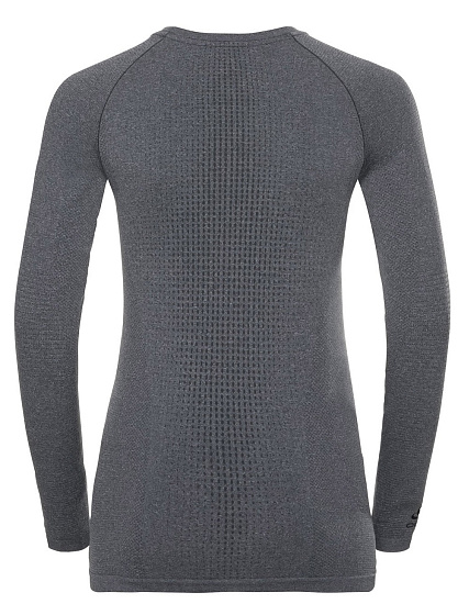 Футболка женская Odlo Suw Top Crew Neck L/S Perfomance Warm Серый Меланж/Черный - Фото 2 большая