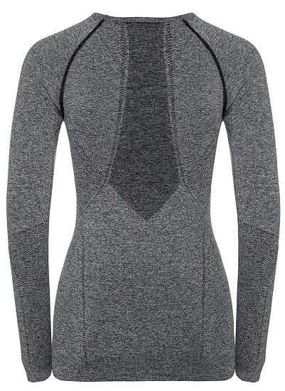 Футболка женская Odlo Crew Neck L/S Perfomance Light Черн./Т.Сер. Графит - Фото 2 большая