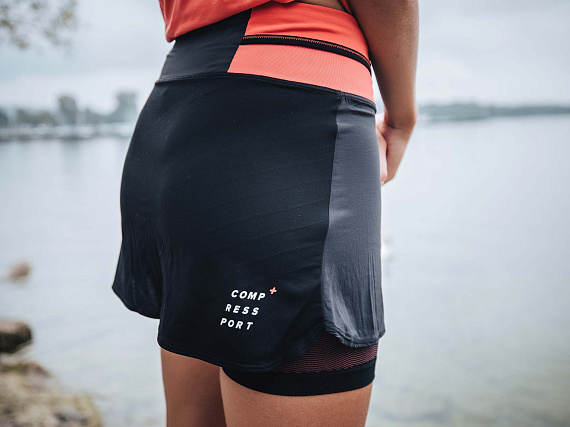 Юбка женская Compressport Performance Черный/Коралл - Фото 6 большая