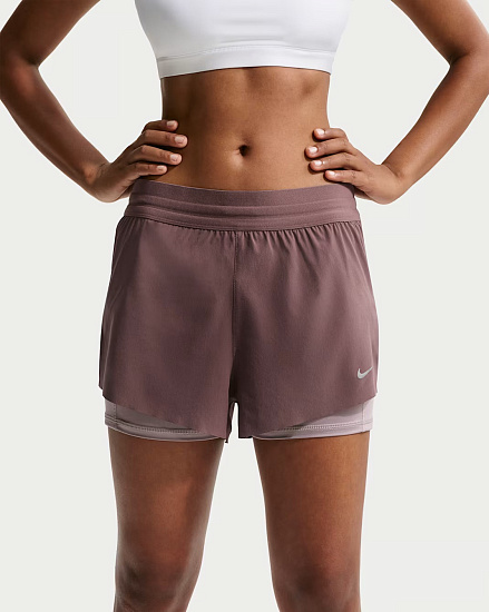 Шорты женские Nike Swift Dri-FIT Mr 2n1 Tattoo/Lt Violet Ore/Reflective Silver - Фото 3 большая