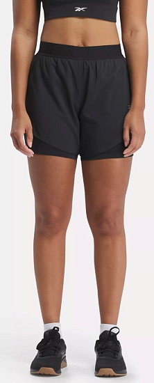 Шорты женские Reebok Running 2 In 1 Black - Фото 2 большая