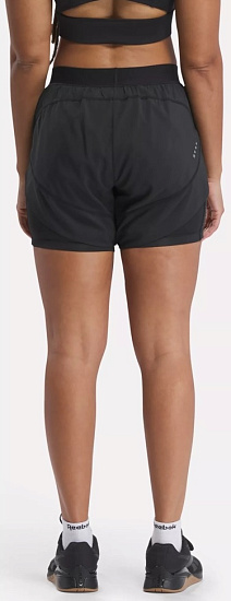 Шорты женские Reebok Running 2 In 1 Black - Фото 4 большая