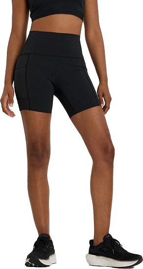 Шорты женские New Balance NB Sleek Pocket High Rise 6 Black - Фото 2 большая