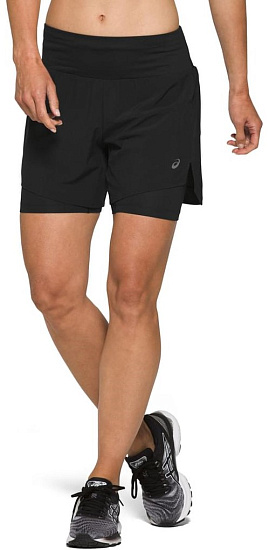 Шорты женские ASICS Road 2-N-1 5.5In Performance Black - Фото 1 большая