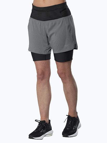 Шорты женские Mizuno Trail Multipocket 2In1 Lava Smoke - Фото 3 большая