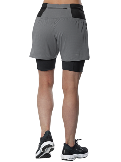 Шорты женские Mizuno Trail Multipocket 2In1 Lava Smoke - Фото 4 большая