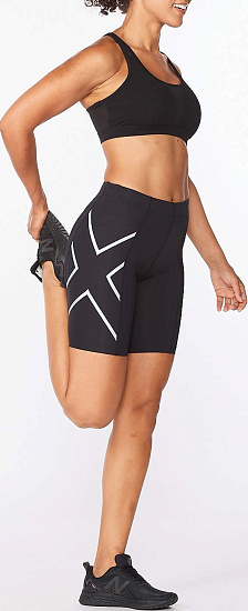 Шорты женские 2XU Core Compression Black/Silver - Фото 3 большая