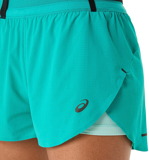 Шорты женские ASICS Metarun Split Wave Teal - Фото 4 большая
