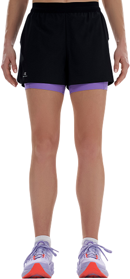 Шорты женские Nordski 2in1 Road Black/Lavender - Фото 2 большая