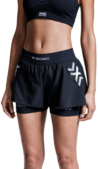 Шорты женские X-Bionic Twyce Race 2In1 Black/X Black - Фото 2 большая