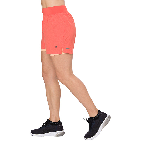 Шорты женские ASICS 2-N-1 5.5IN Short Coralicious Heather - Фото 4 большая