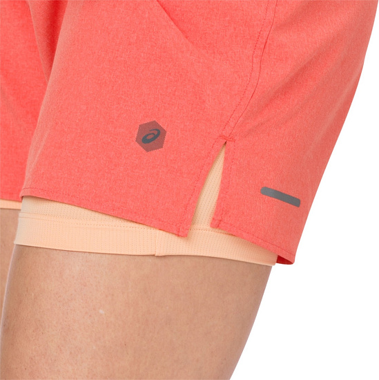 Шорты женские ASICS 2-N-1 5.5IN Short Coralicious Heather - Фото 7 большая