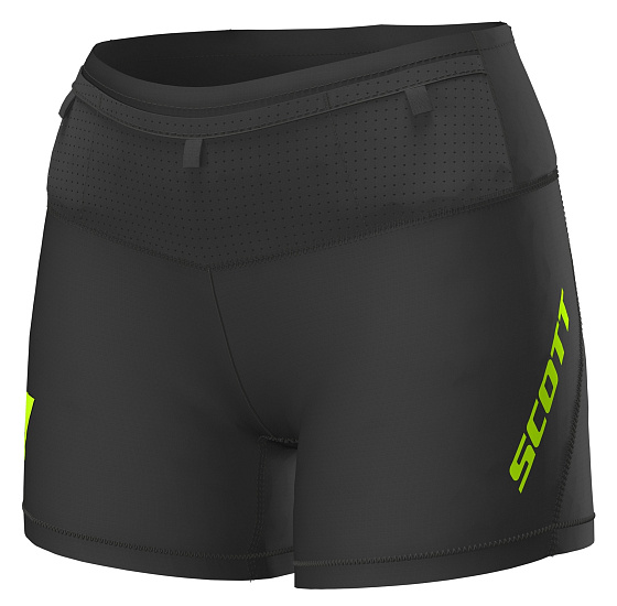Шорты женские Scott Tight RC Run Black/Yellow - Фото 1 большая