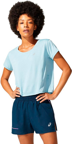 Футболка женские ASICS Race Crop Ss Smoke Blue - Фото 2 большая