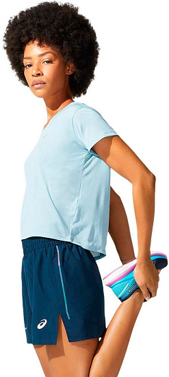 Футболка женские ASICS Race Crop Ss Smoke Blue - Фото 4 большая