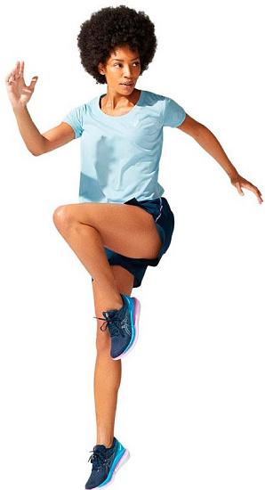Футболка женские ASICS Race Crop Ss Smoke Blue - Фото 7 большая