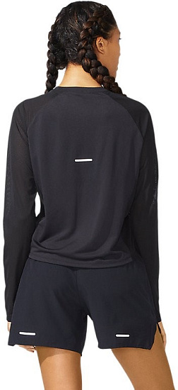 Футболка женская ASICS Run Ls Performance Black/Brilliant White - Фото 3 большая