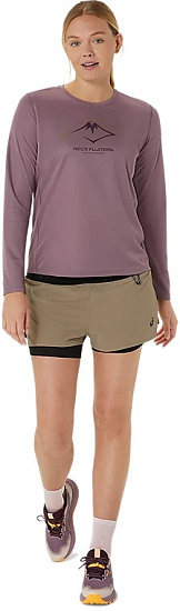 Лонгслив женский ASICS Fujitrail Logo Dusty Mauve - Фото 8 большая