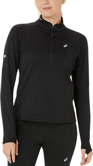 Лонгслив женский ASICS Road Winter 1/2 Zip Black - Фото 3 большая