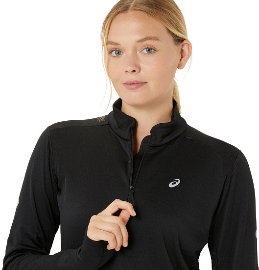 Лонгслив женский ASICS Road Winter 1/2 Zip Black - Фото 5 большая