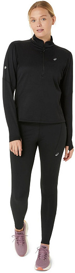 Лонгслив женский ASICS Road Winter 1/2 Zip Black - Фото 9 большая