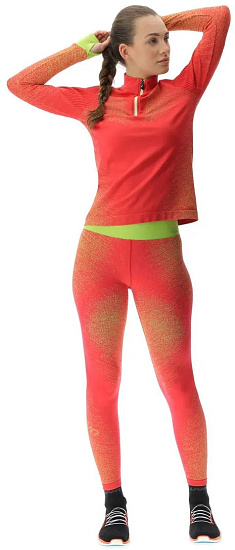 Пулон женский UYN Running Exceleration Long Sl. Zip Up Rose/Sunny - Фото 3 большая