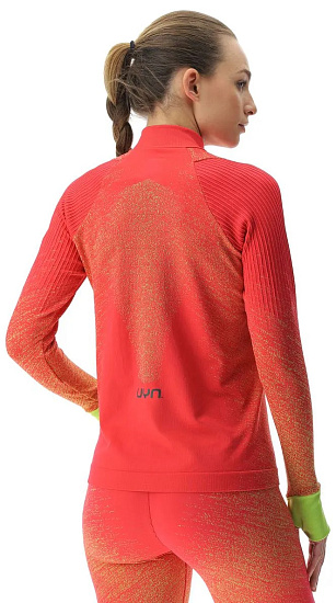 Пулон женский UYN Running Exceleration Long Sl. Zip Up Rose/Sunny - Фото 4 большая