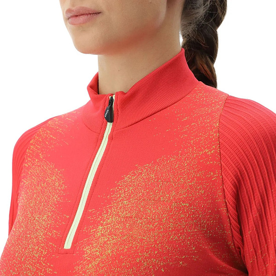 Пулон женский UYN Running Exceleration Long Sl. Zip Up Rose/Sunny - Фото 7 большая