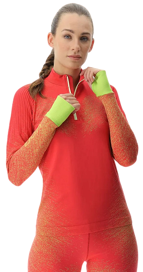 Пулон женский UYN Running Exceleration Long Sl. Zip Up Rose/Sunny - Фото 8 большая