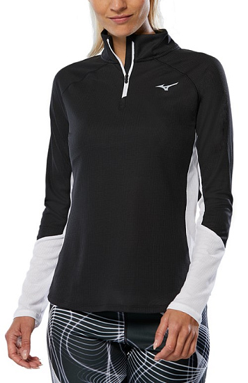 Футболка женская Mizuno Dryaeroflow Ls Black - Фото 3 большая