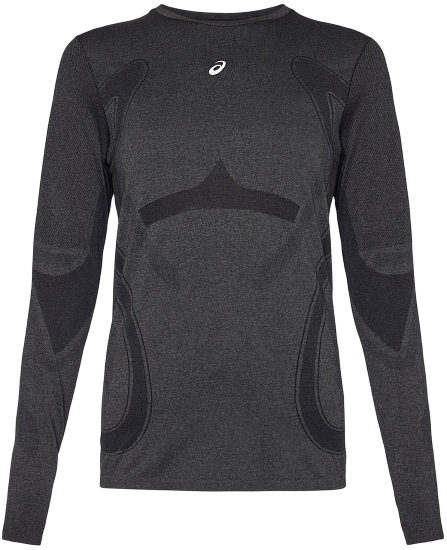 Лонгслив женский ASICS Road Seamless Performance Black/Graphite Grey - Фото 1 большая