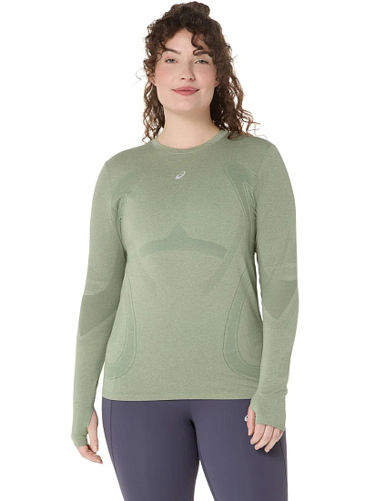 Лонгслив женский ASICS Road Seamless Monument Blue/Whisper Green - Фото 2 большая