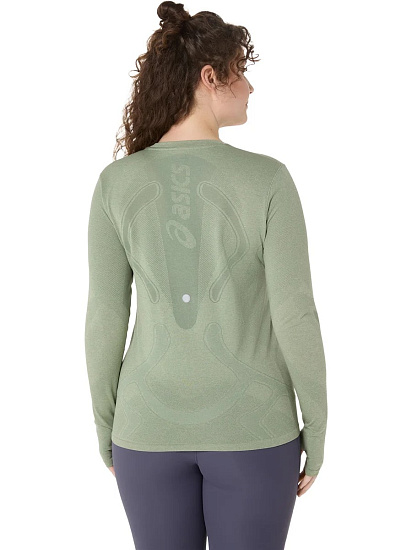 Лонгслив женский ASICS Road Seamless Monument Blue/Whisper Green - Фото 3 большая