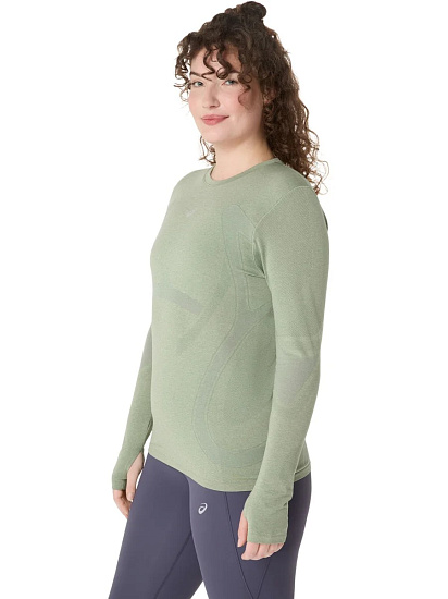 Лонгслив женский ASICS Road Seamless Monument Blue/Whisper Green - Фото 8 большая