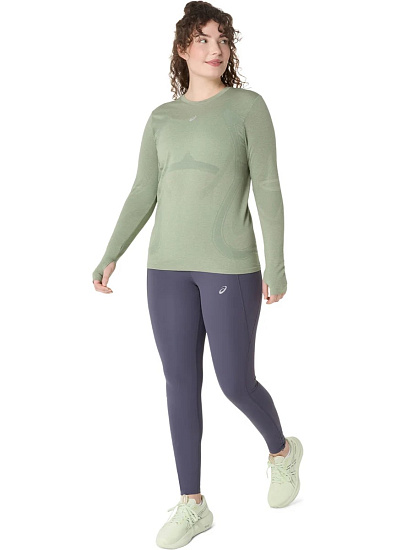Лонгслив женский ASICS Road Seamless Monument Blue/Whisper Green - Фото 9 большая