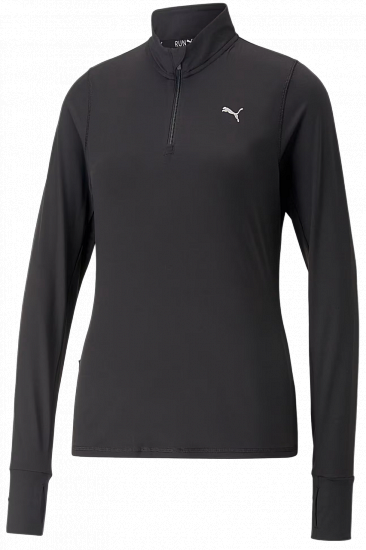 Лонгслив женский Puma Run Favorite 1/4 Zip Puma Black - Фото 1 большая