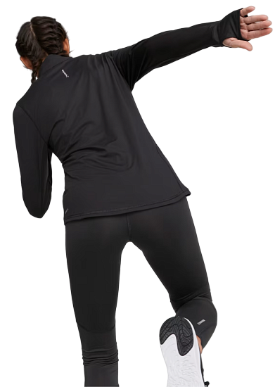 Лонгслив женский Puma Run Favorite 1/4 Zip Puma Black - Фото 4 большая