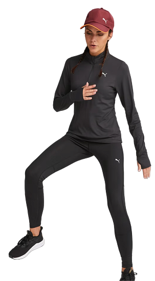 Лонгслив женский Puma Run Favorite 1/4 Zip Puma Black - Фото 6 большая