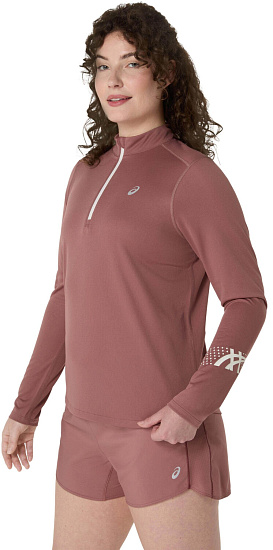 Лонгслив женский ASICS Icon 1/2 Zip Rubble Red - Фото 8 большая