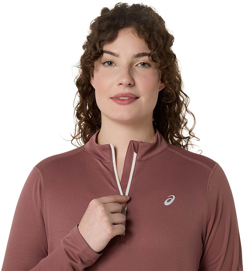 Лонгслив женский ASICS Icon 1/2 Zip Rubble Red - Фото 9 большая