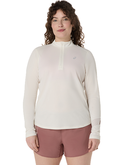 Лонгслив женский ASICS Icon 1/2 Zip Ls Cream - Фото 4 большая