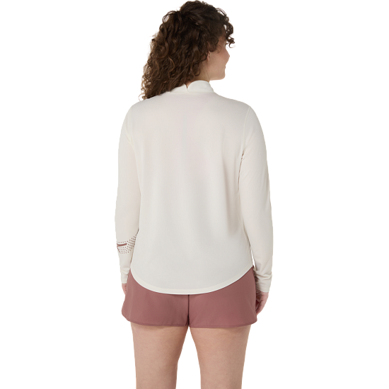 Лонгслив женский ASICS Icon 1/2 Zip Ls Cream - Фото 7 большая