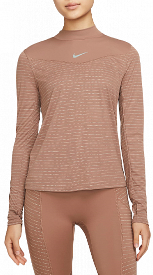 Футболка женская Nike Dri-FIT Run Division Ls Archaeo Brown/Pink Oxford/Reflective Black - Фото 1 большая