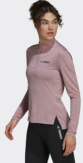 Лонгслив женский Adidas Terrex Multi Half-Zip Tee Magic Mauve - Фото 2 большая