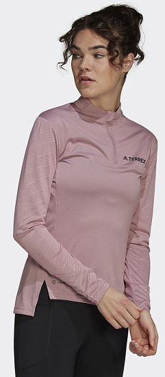 Лонгслив женский Adidas Terrex Multi Half-Zip Tee Magic Mauve - Фото 4 большая