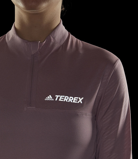 Лонгслив женский Adidas Terrex Multi Half-Zip Tee Magic Mauve - Фото 5 большая