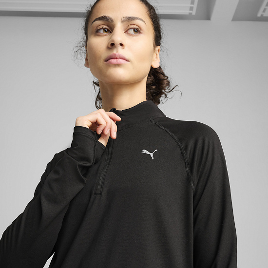 Лонгслив женский Puma Run Velocity Cloudspun 1/4 Zip Black - Фото 7 большая