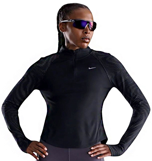 Лонгслив женский Nike Tempo Dri-FIT Hz Black/Reflective Silver - Фото 3 большая