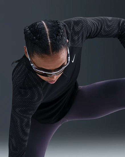 Лонгслив женский Nike Tempo Dri-FIT Hz Black/Reflective Silver - Фото 9 большая